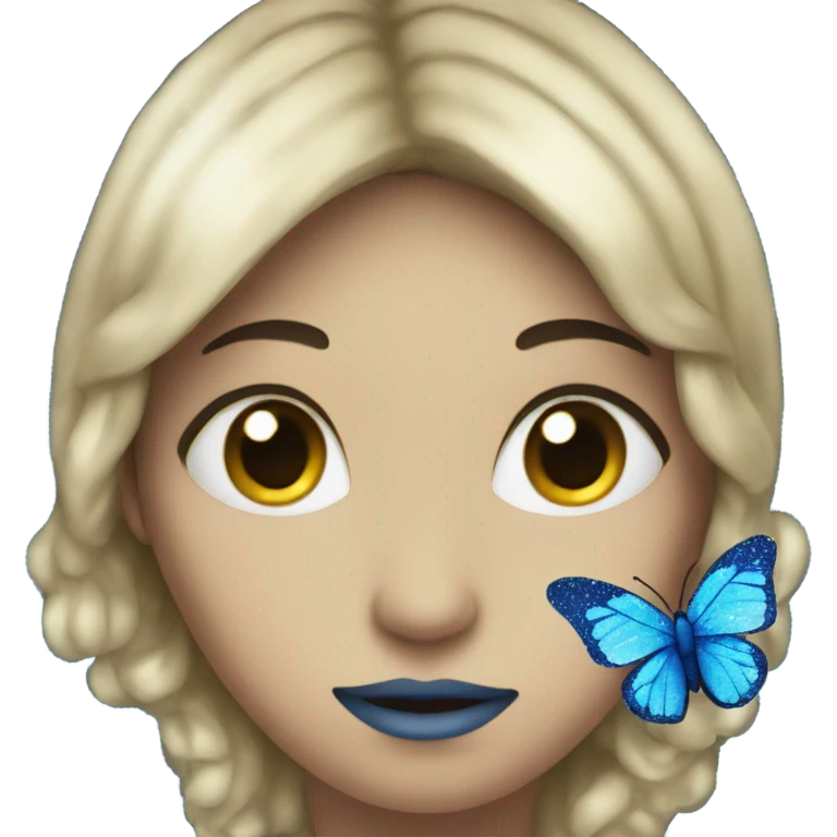 Blue butterfly with glitter emoji