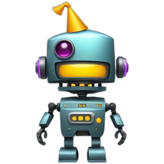 robot with partyhat emoji
