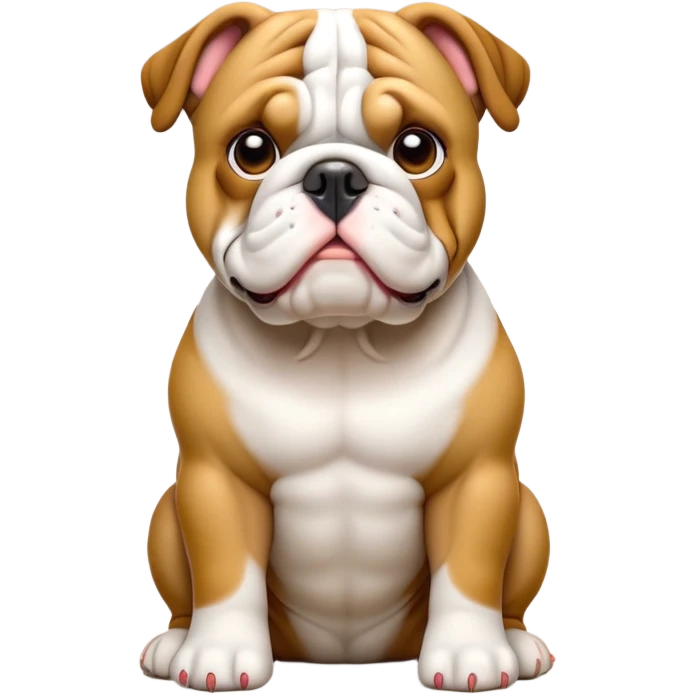 cinematic-[english bulldog]-realistic-full-body-sitting-emoji,-tail-resting-loosely-beside-its-paws,-head-tilted-dramatically,-sleek-[fawn]-fur,-simplified-yet-realistic-focused-features,-highly-detailed,-glowing-with-an-almost-sarcastic-glow emoji