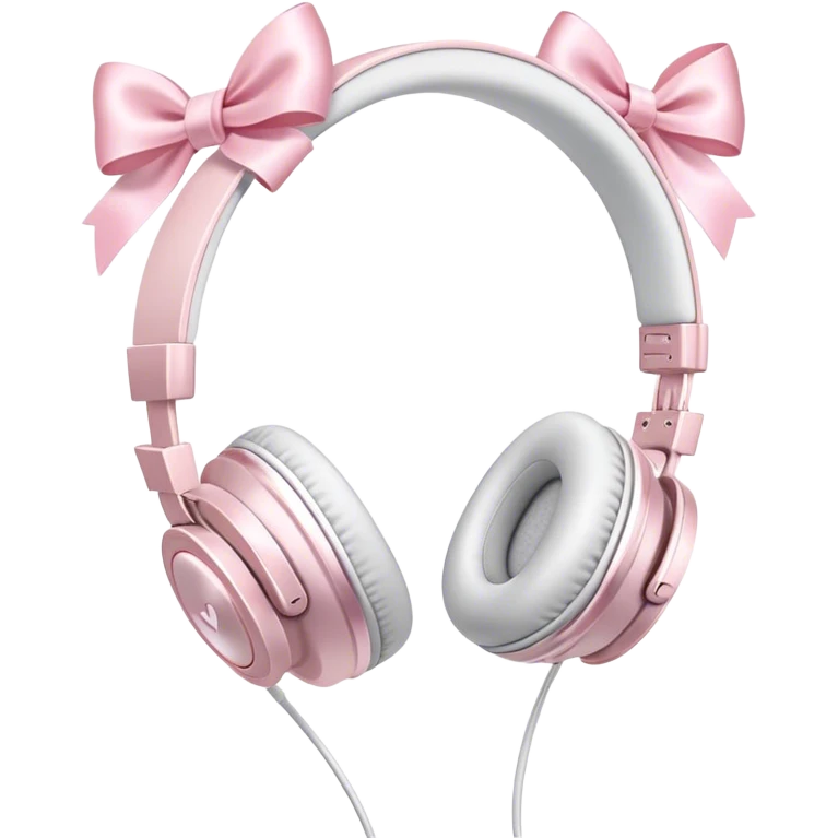 White headphones with light pink bows emoji