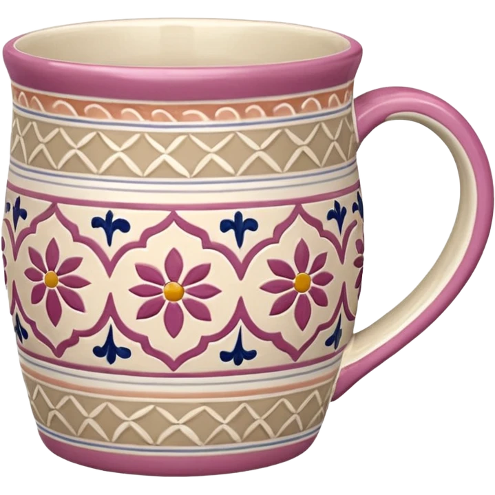Pink white & beige Talavera mug emoji