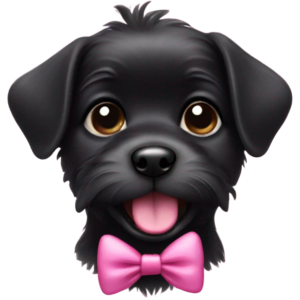 Little black dog with pink bow and with tongue out  emoji