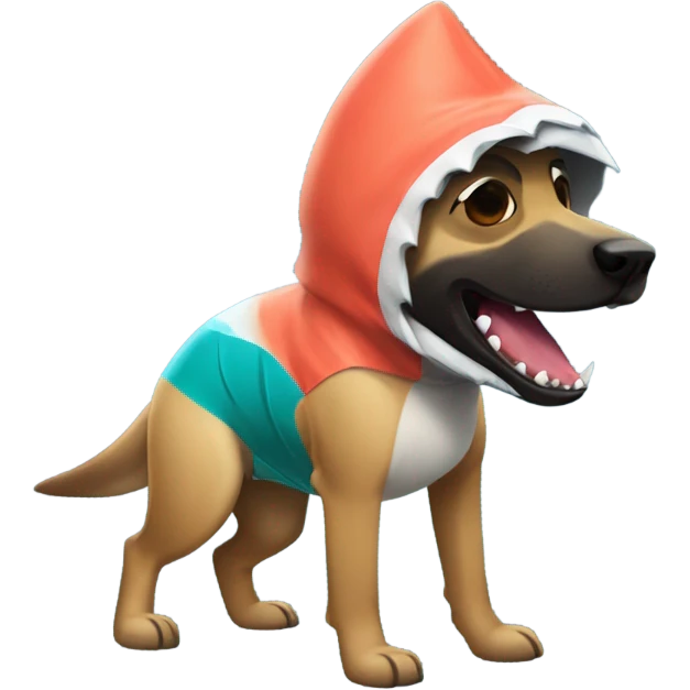 a malinois wearing a shark costume emoji