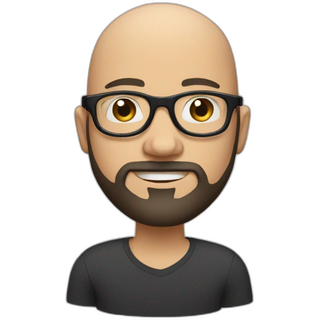 bald white man with beard with round glasses and very short black hair emoji