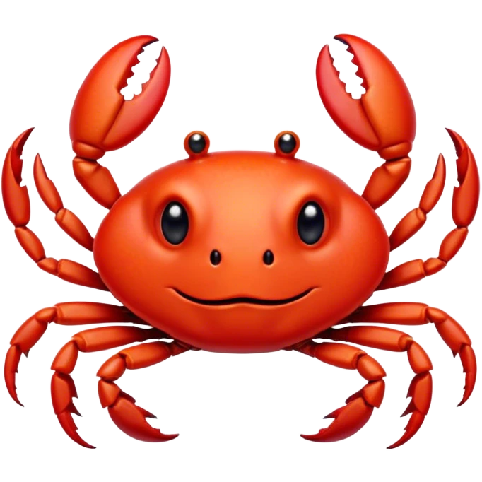 Cinematic Cute Red Crab Portrait Emoji, Head tilted playfully and inquisitively, featuring a compact, vibrant scarlet carapace with adorably small, expressive eyes and gentle, rounded pincers, Simplified yet irresistibly adorable features, highly detailed, glowing with a warm, friendly oceanic glow, high shine, affectionate and lively, stylized with a touch of seaside whimsy, soft glowing outline, capturing the essence of a mischievous yet loving red crab that seems as if it could pinch its way out of the screen into your arms! emoji