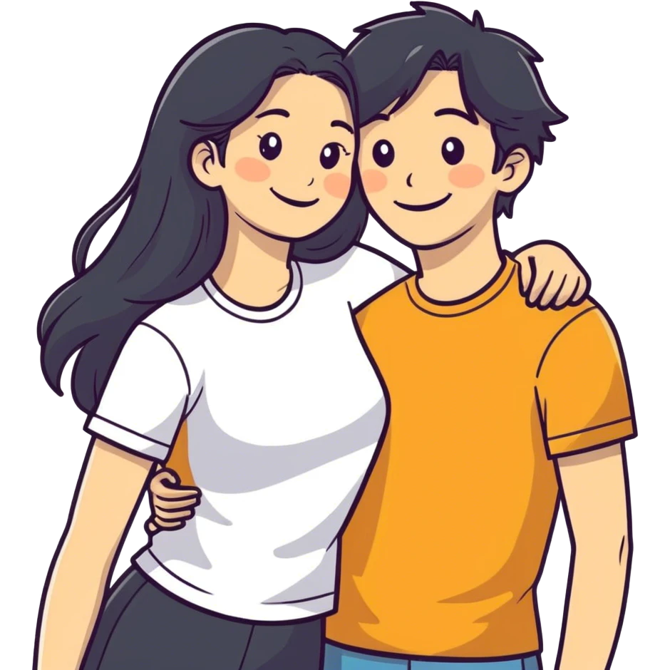 Two young lovers reunited  emoji