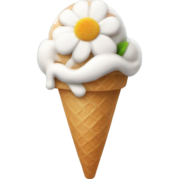 Ice cream smiling with a flower in the hand emoji