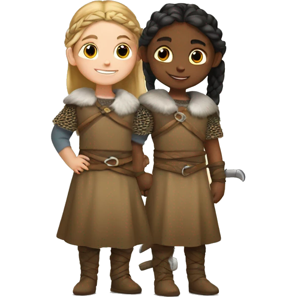 young viking girls helping each other emoji
