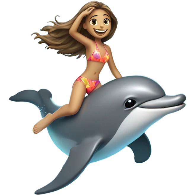 Girl riding dolphin emoji