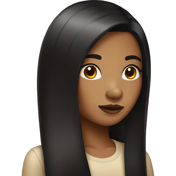 Caramel girl with black straight hair emoji