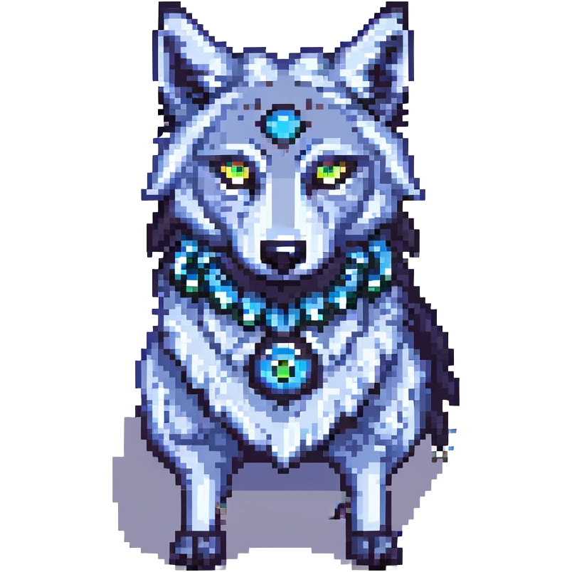 a wolf with 6 eyes and 12 arms, pixel art style emoji