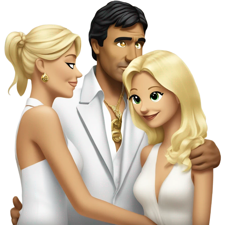 Tony Montana smirking with 2 beautiful blondes hugging him emoji