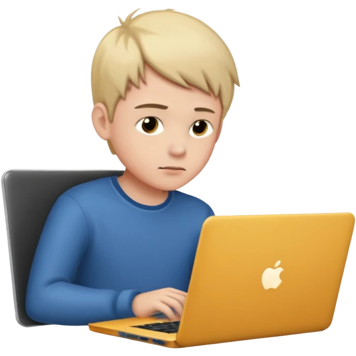 boy using laptop emoji