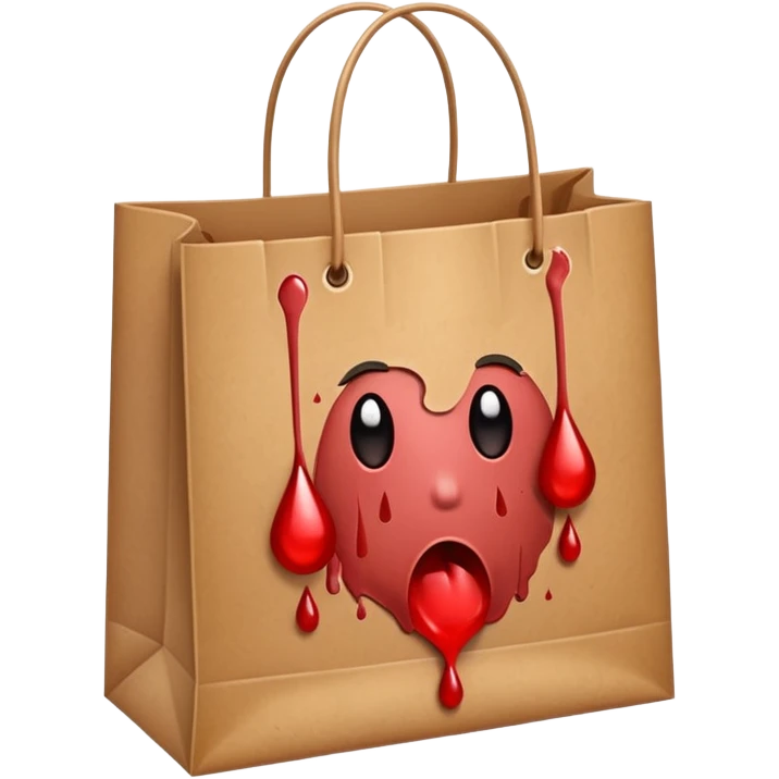 shopping bag brown with blood drops no face emoji