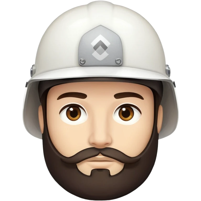 hombre, pelo oscuro, ojos achinados, con barba, casco blanco emoji