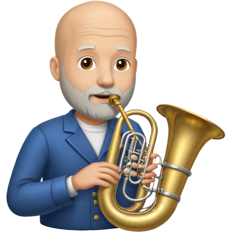 große Tuba, von glatzköpfigen graubärtigem Mann gespielt emoji