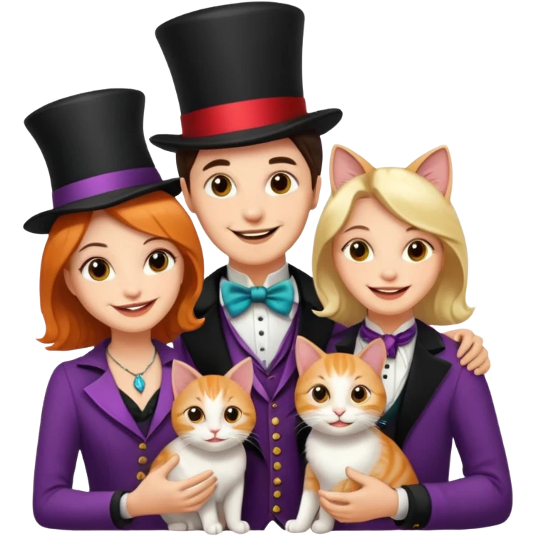 magician couple and their pet cat emoji