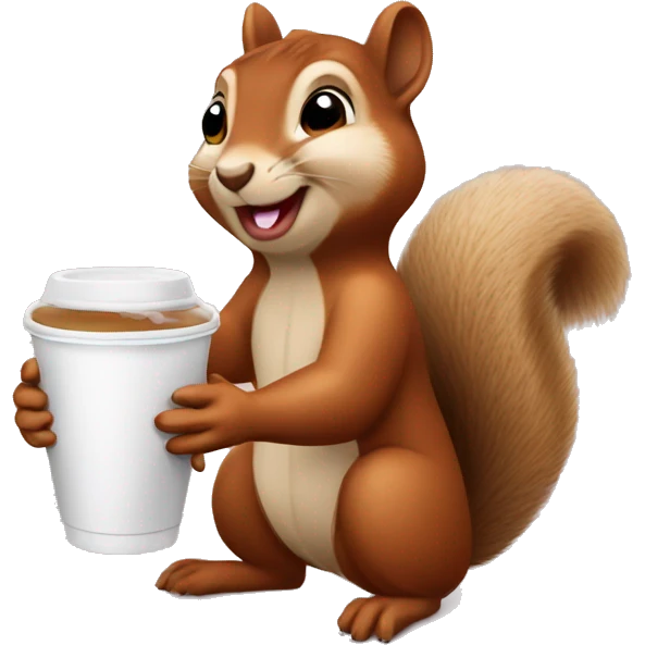 Squirrel Karina drinks latte emoji