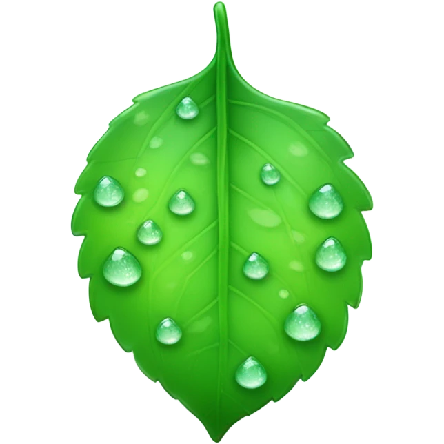Leaf with rainy dew drops  emoji