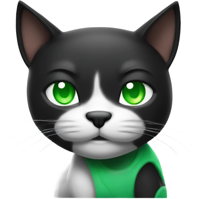 Ultra Muscular gigachad black and white Cat with green eyes flexing His biceps emoji