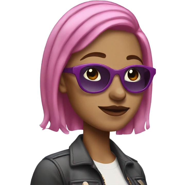 urban solo young white woman with pink hair and purple sunglasses emoji