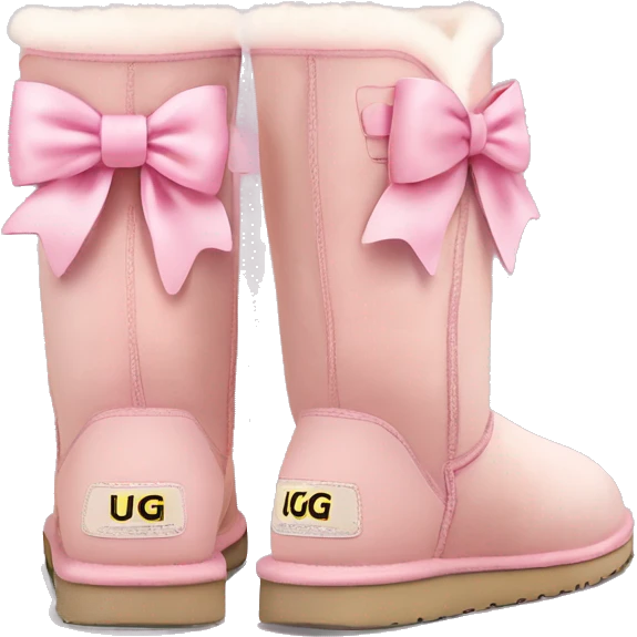Light pink UGG boots with light pink bows ￼ emoji