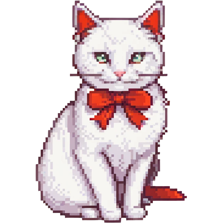 Hello Kitty, white cat with a red bow, simple and cute, minimal details emoji