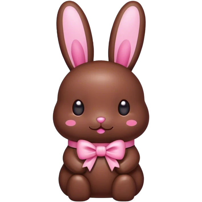 kawaii chocolate candy bunny with pink bow on neck emoji