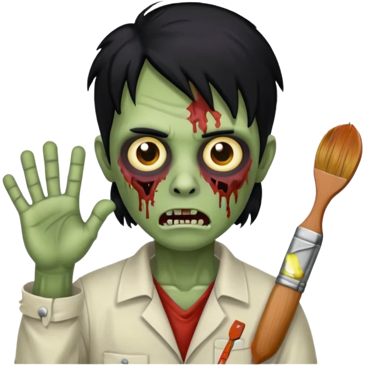 painter zombie with black hair emoji