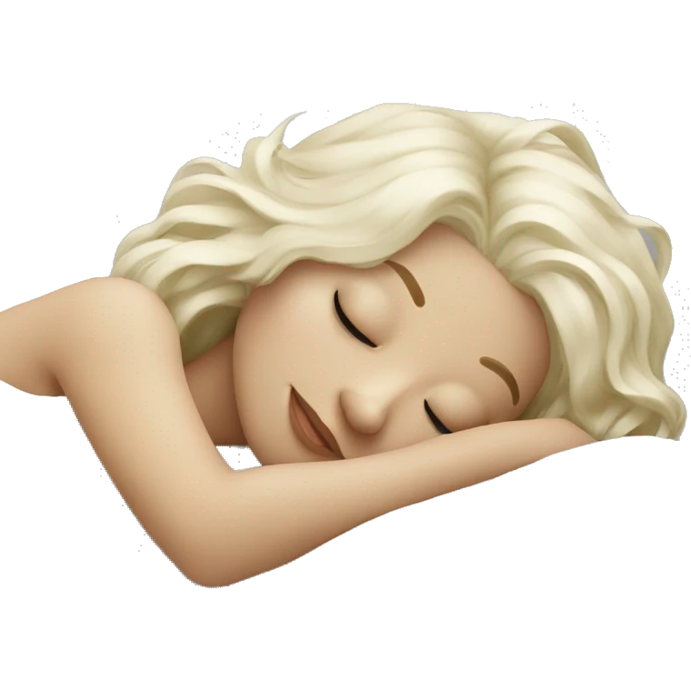 Platinum blonde girl sleeping on white bed emoji