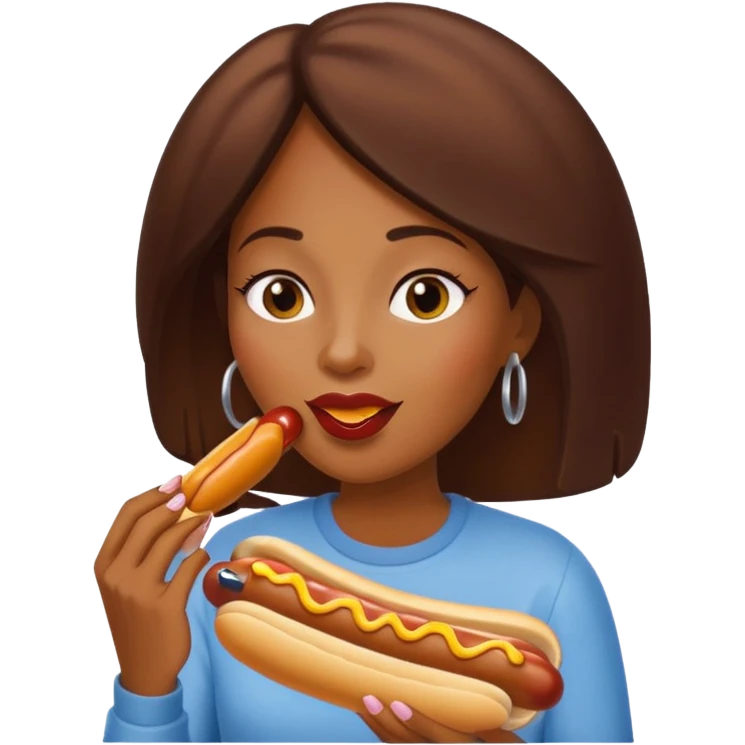 black woman eating hot dog  emoji
