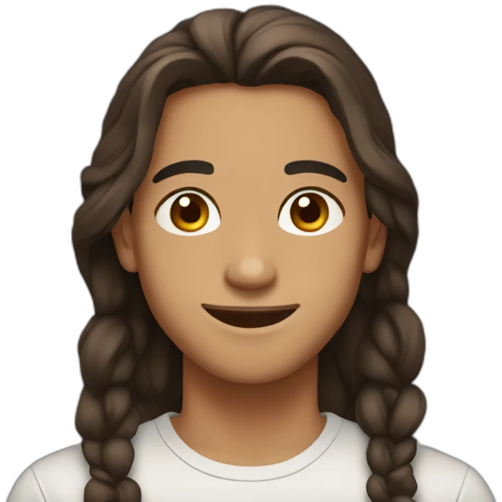 An Maghreb teenager with a middle part and brown hair. He smile and has a clear complexion. emoji