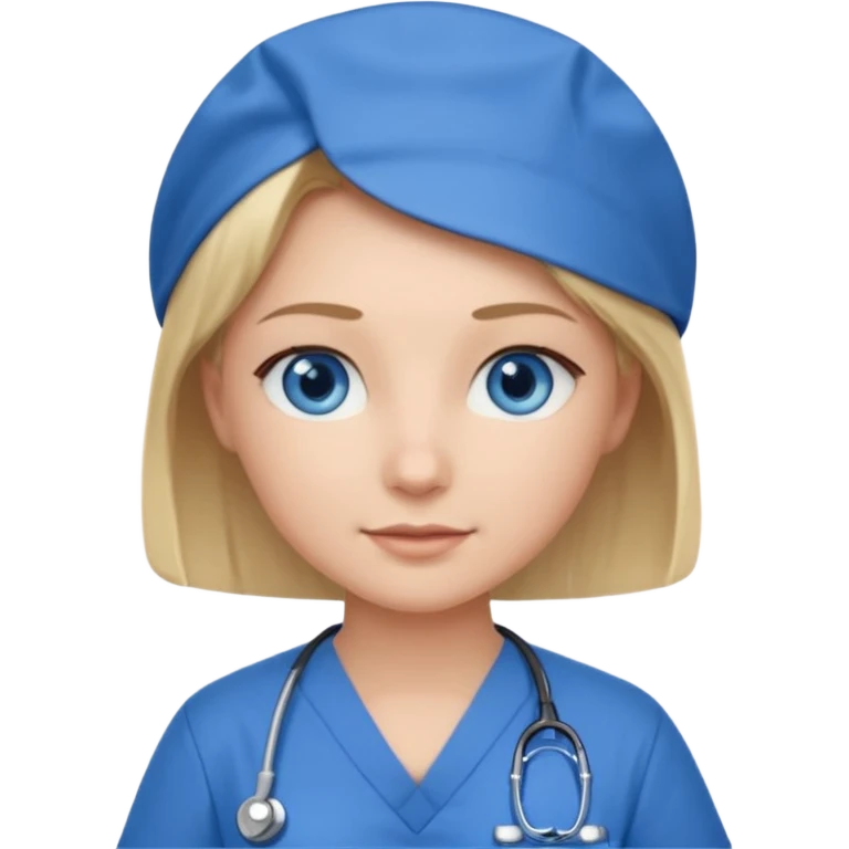 Nurse blue eyes short blond blue scrubs emoji