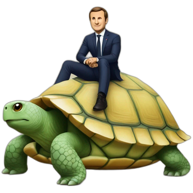 macron sur une tortue emoji