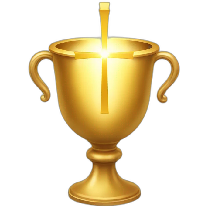 Golden chalice with radiant cross. emoji
