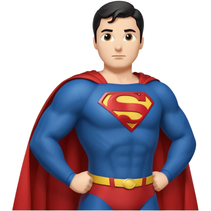 Make a Superman emoji with hands on hips, cape blowing, and the Superman "S" on the front emoji