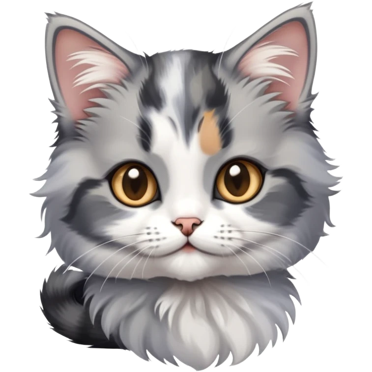 A young gray calico kitten emoji