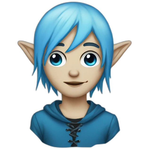 Emo elf blue emoji