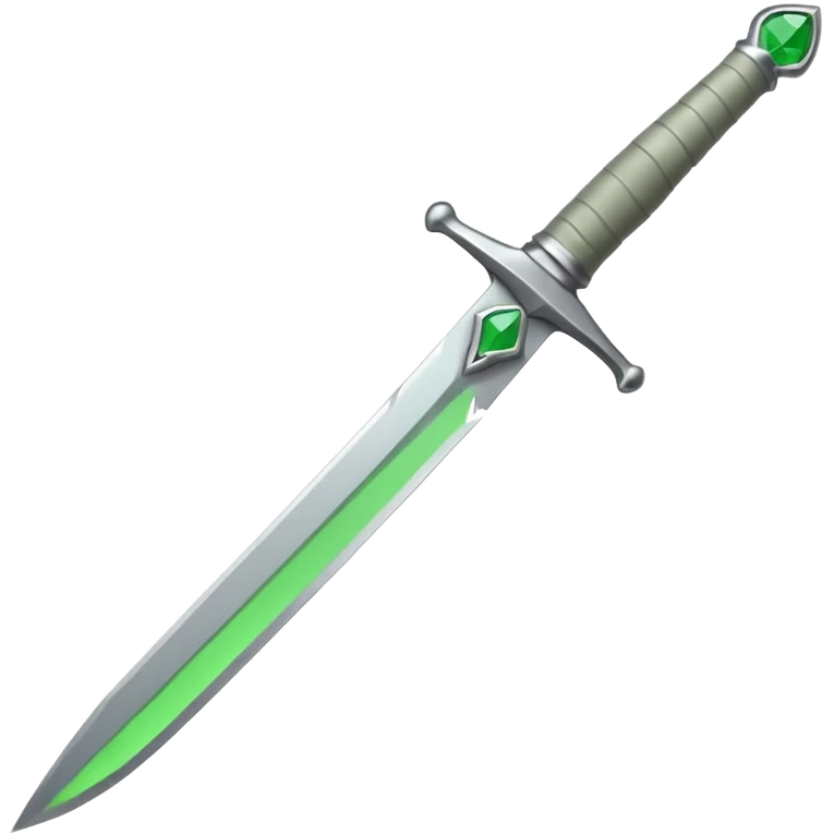 emoji style dagger with plain dull blade and basic hilt, gemstone in hilt is the only color, rest is gray emoji