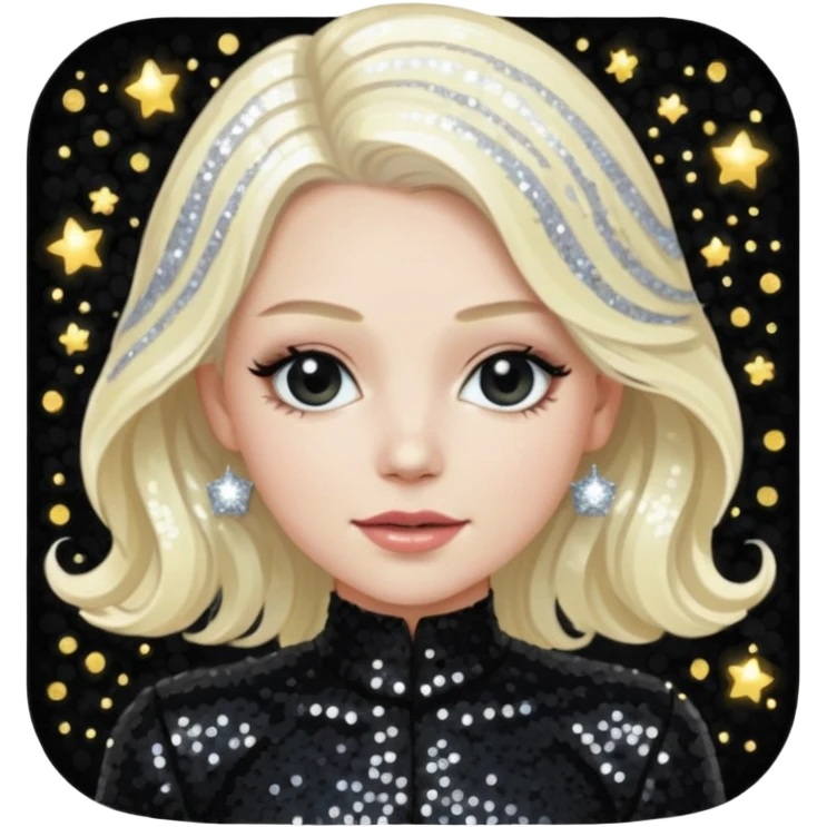 Emily Armstrong from Linkin Park with long platinum blonde hair, black sequin outfit  emoji