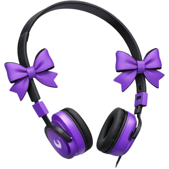 apple air max headphoness with bow on the right side black and purple  emoji