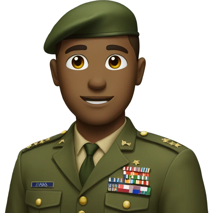 A guy in a military green uniform salutes emoji