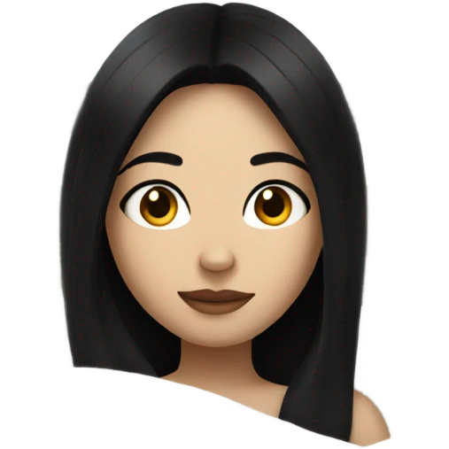 A girl with black hair and white skin lying in bed  emoji