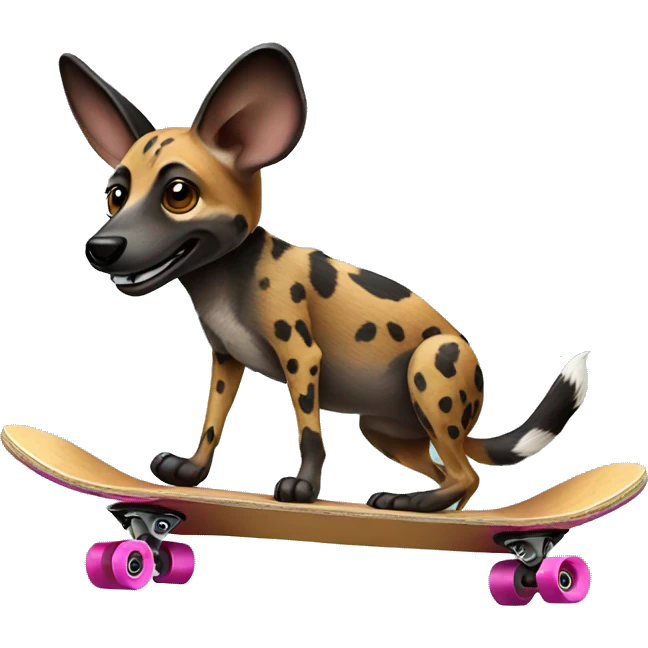 African wild dog on a skateboard emoji