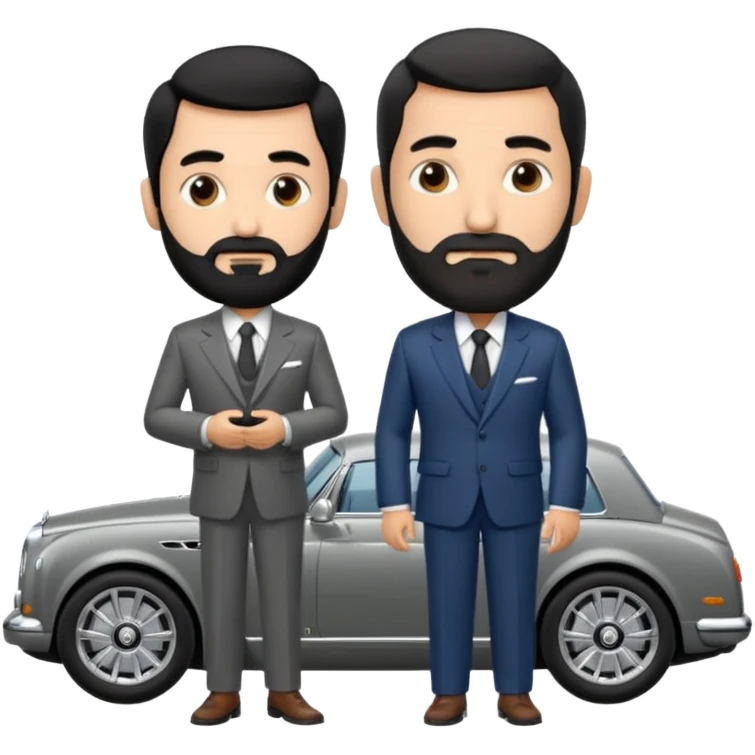 Professor Bentley Dyed black gray hair  frencb beard graying indian guy in suit with a bentley car emoji