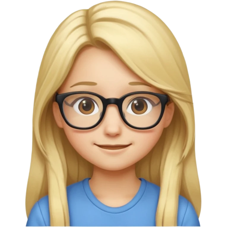 Nerdy girl with glasses, long blond hair emoji