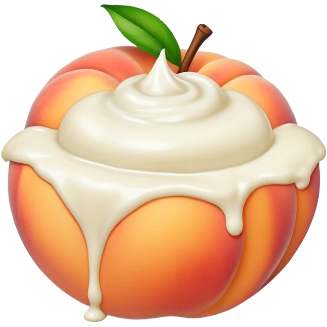 Peach with white sauce on it emoji