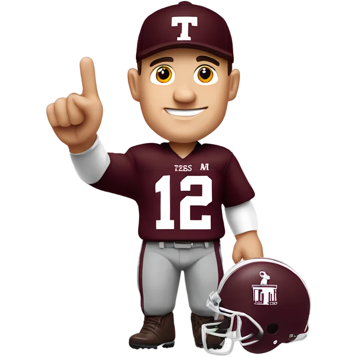 Johnny manziel in a Texas a&m maroon uniform holding up one thumb  emoji