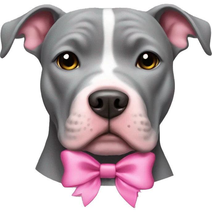 Grey pitbull with a pink bow emoji