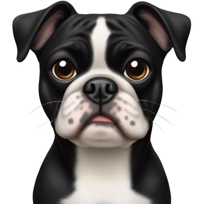 All black pug and Boston terrier mixed breed emoji